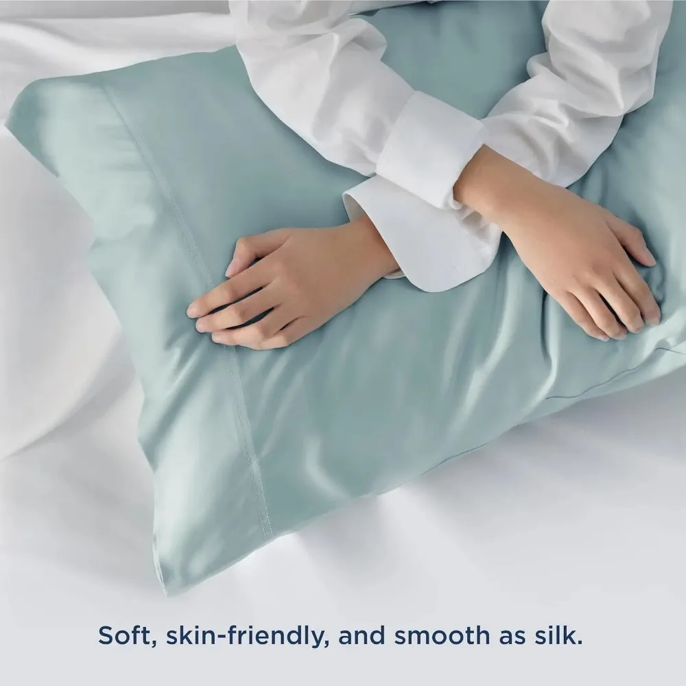 Bedsure Cooling Pillow Cases Queen - 100% Rayon Derived from Bamboo Dark Grey Pillowcase 6