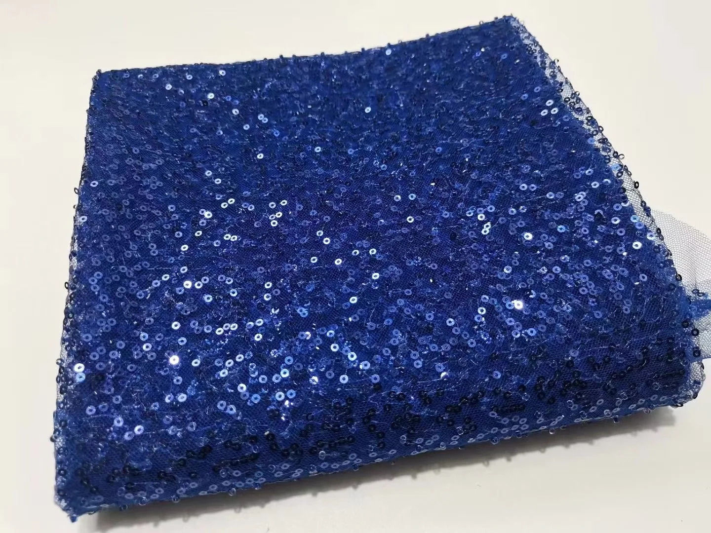 

Royal blue 5 Yards High Quality French Tulle Net Sequin Fabrics Luxury Handmade Beaded Lace Fabric African Lace For Wedding Dres
