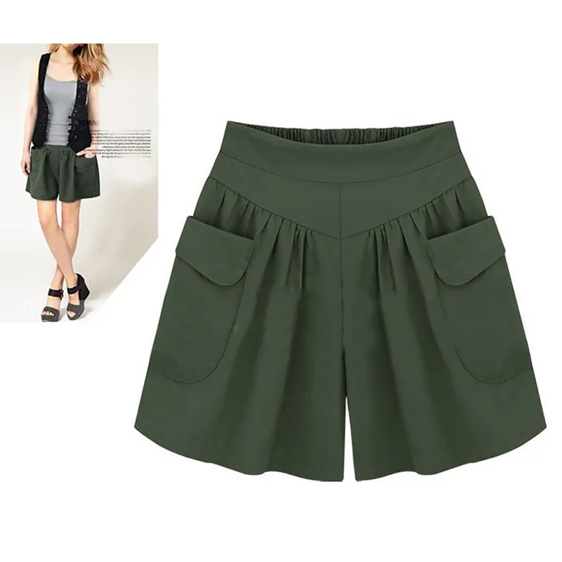 

Women Comfortable Baggys Shorts Loose Casual Summer Elastic Waist Fashion Beach Shorts Breathable Solid Color