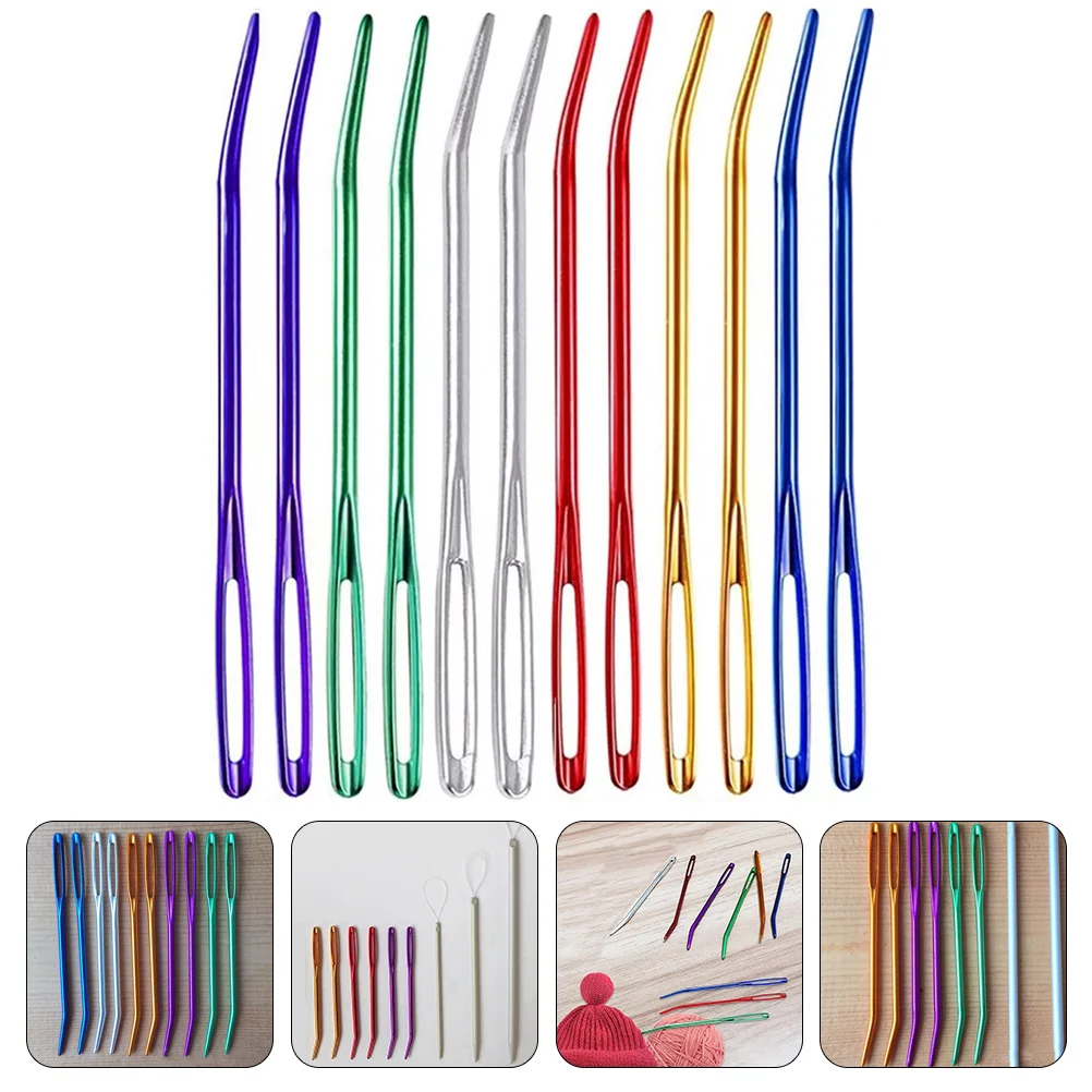 

12 Pcs Big Eye Looper Sewing Pins Compact Tapestry Needle Convenient Portable Accessory Aluminum Household Yarn