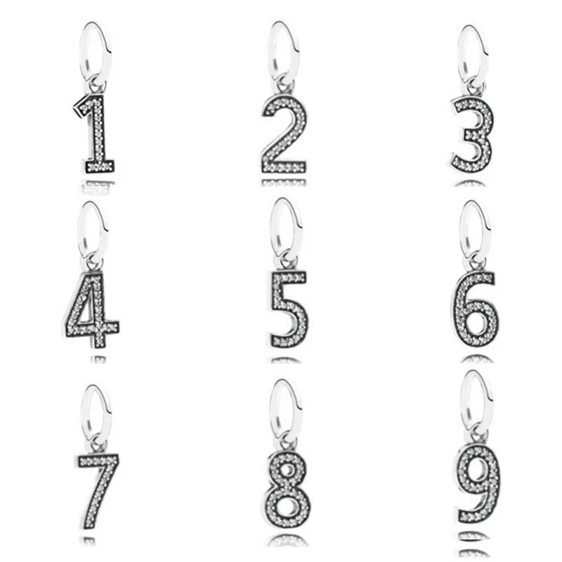 

Authentic 925 Sterling Silver Bead Number 1-9 Dangle Charm Fit Pandora Women Bracelet Bangle Gift DIY Jewelry