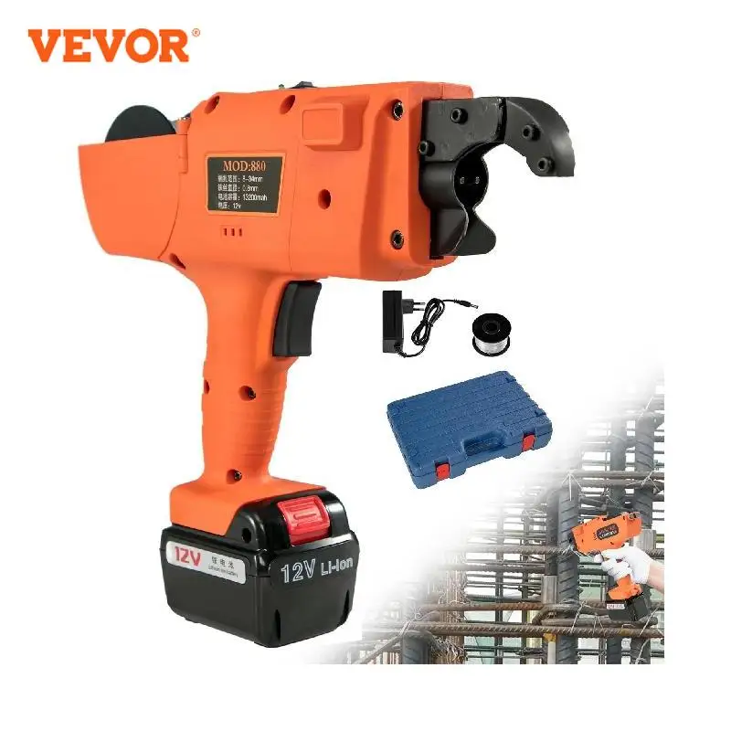 VEVOR 12V Vergalhão Tier Encadernação Máquina Automática Handheld Rebar Amarrando Bateria De Lítio Fio Sem Fio para Concreto Estrutura - AliExpress