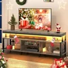 LED Television Stands w/Power Outlets for 70/65 inch,Industrial TV Stand,w/Open Storage TV Table,Center for Living Room, Gray 3