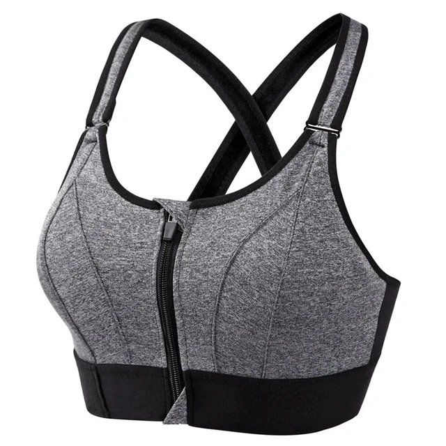 Women Sports Bras Tights Crop Top Yoga Vest Front Zipper Plus Size  Adjustable Strap Shockproof Gym Fitness Athletic Brassiere 