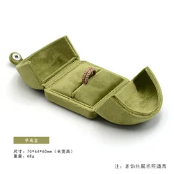 Luxurious Green Velvet Jewelry Box with Dual Openings (Single ring box)