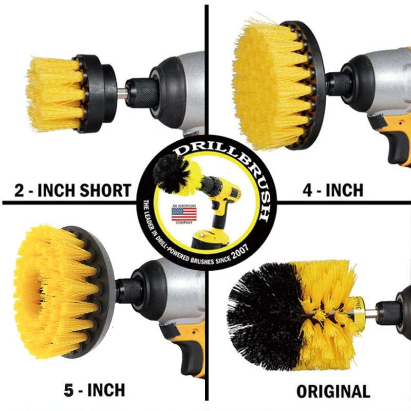 Electric Scrubber Brush Drill Brush Attachment Kit 3Pcs Cleaning For Carpet Glass Car Tires Nylon Brushes 2/3.5/4/5'' electric scrubber brush drill brush attachment set car cleaning tool