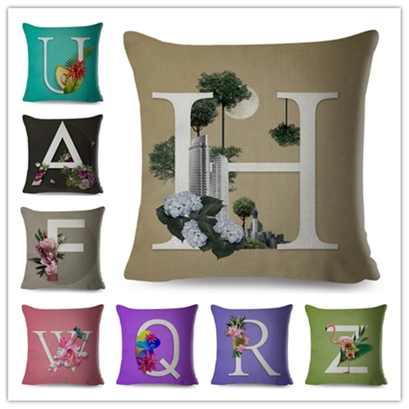 

Creative Letter Cartoon Luxury Throw Pillow Case Cushion Cover Home Living Room Decorative Pillows For Sofa Bed Car 45*45 Nordic