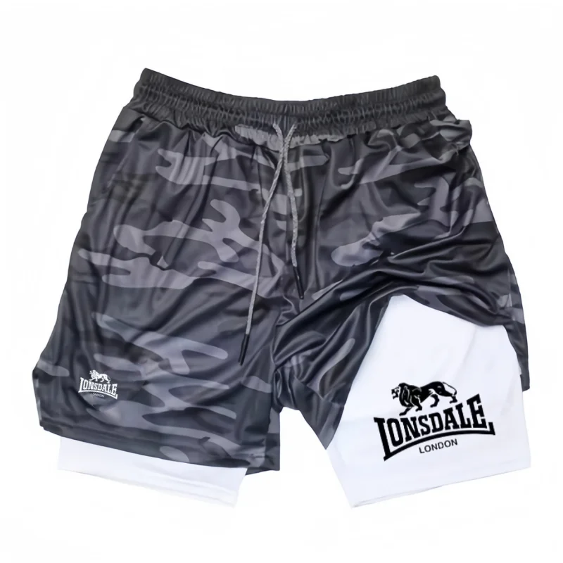 Shorts de Corrida 2 em 1 para Homens, Shorts de Compressão para Treino com Bolso para Celular e Laço para Toalha, Roupas Ativas de Verão