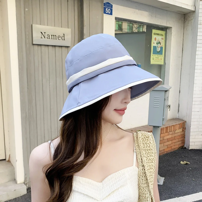 Spring and Summer Women's Hats Elegant Bow Bucket Hat Casual Sweet Sunshade Hat Face Covering Sunscreen Hat Outdoor Travel Cap
