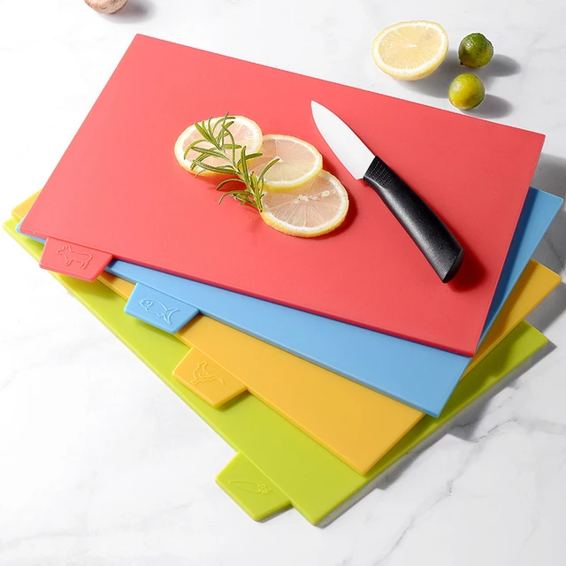 4Pcs/Set Chopping Board with Holder Plastic Cutting Boards Kitchen Non-Slip  Anti Bacterium Chopping Block Dishwasher Safe - AliExpress