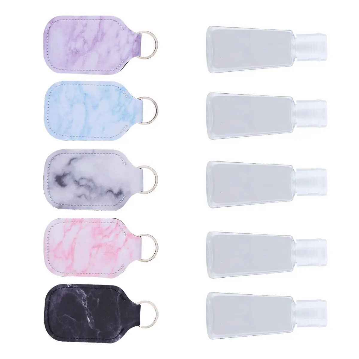 10Pcs 대리석 패턴 핸드 보틀 슬리브 보호 커버 경량 휴대용 간편한 운반 키체인 부착 소형