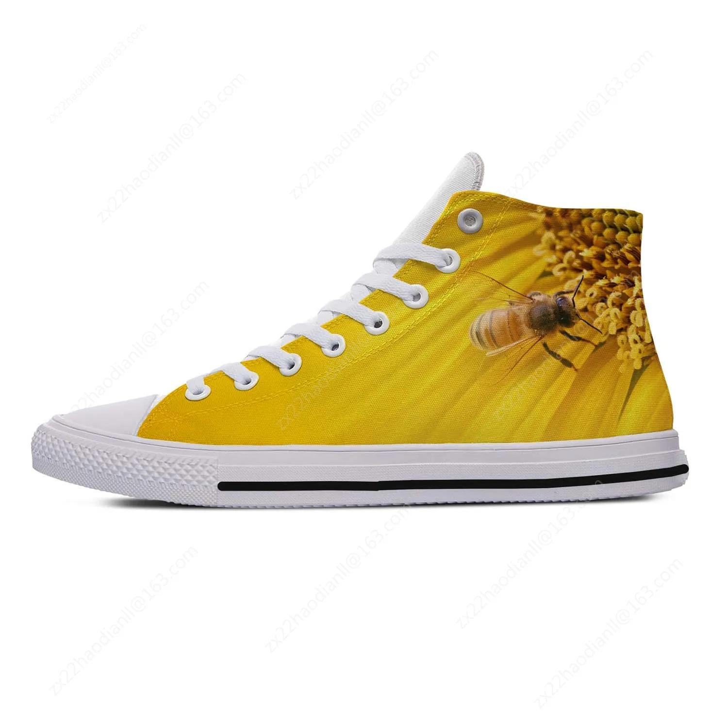 Bee Pattern High Top Sneakers Mens Womens Teenager Hot Fashion Funny Casual Shoes Canvas Running Shoes 3D Print Lightweight shoe
