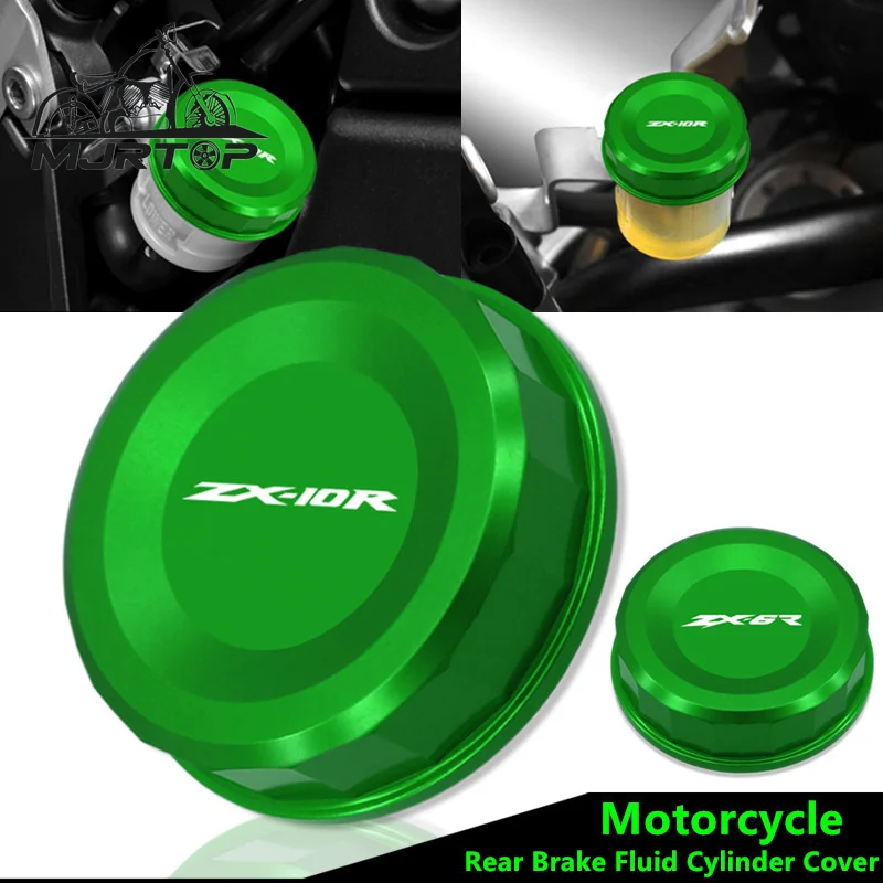 

2024 Motorcycle CNC Rear Brake Master Reservoir Cover Cap For ZX-6R ZX-10R ZX6R ZX10R ZX 6R 10R Moto Fluid Cylinder Oil Tank Cap