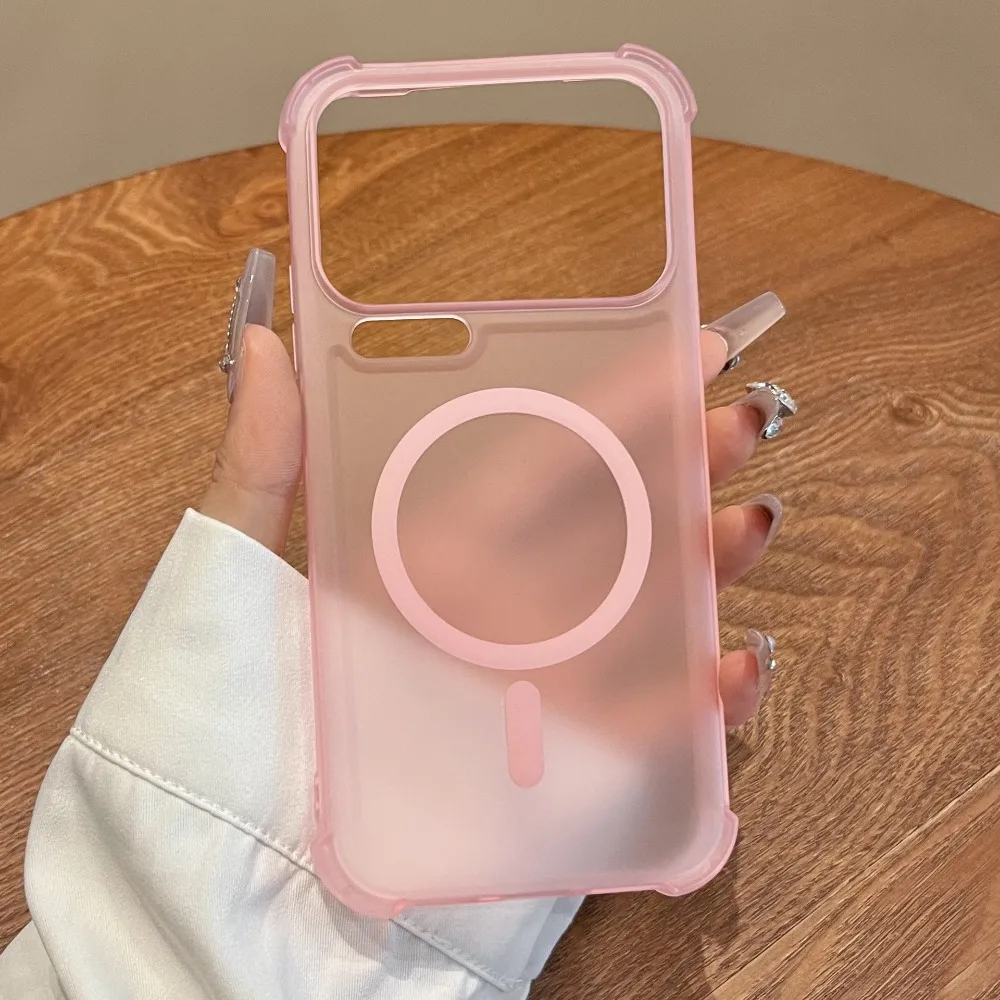 Trendy Matte Soft Frosted Clear Magnetic Shockproof Phone Case with Four-Corner Protection