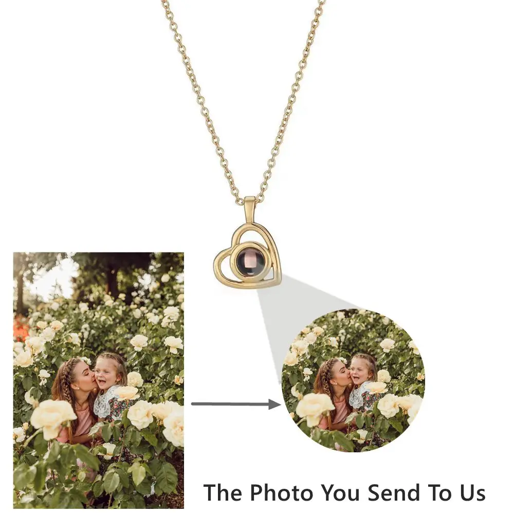 925 Sterling Silver Custom Photo Necklace Personalized Projection Photo Necklace for Women Girls Couples Valentine's Day Gifts