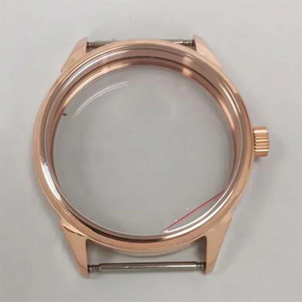 Luxury Stainless Steel Watch Case - 42mm, Silver/Black/Rose Gold Finish
