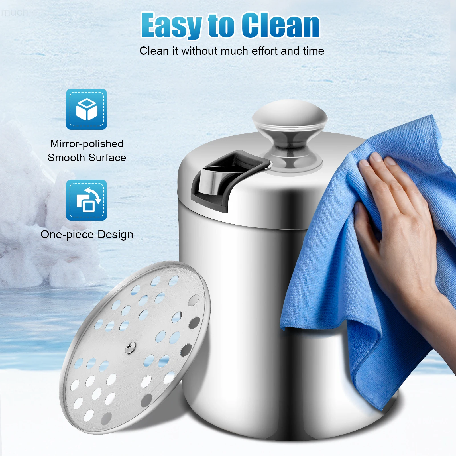 Stainless Steel Ice Cube Glue Ice Bucket Ice Cube Container with Lid and Pliers 1300ML Double Wall Insulated Silver
