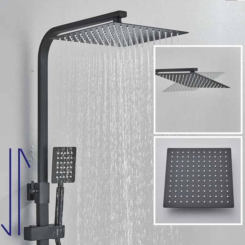 Brass Shower Faucet Bathroom Shower Mixer Crane Rotatable Long Spout Rain Set Spray Column bathroom shower faucet set
