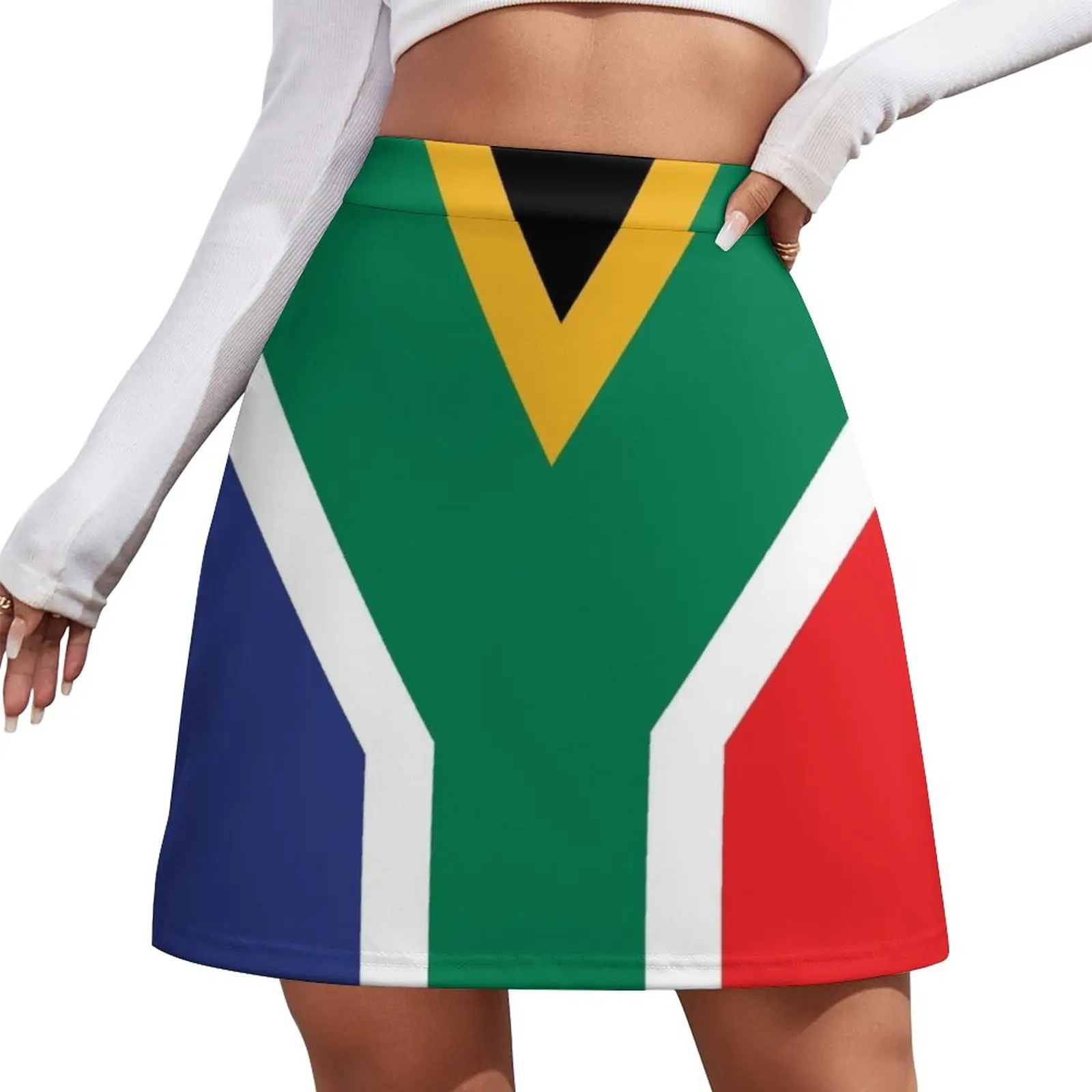 South Africa Flag [Roufxis-Rb] Mini Skirt dresses for prom fashion korean clothing Womens dresses mini dresses american flag ruffled hollow out mini dress in multicolor size l m s