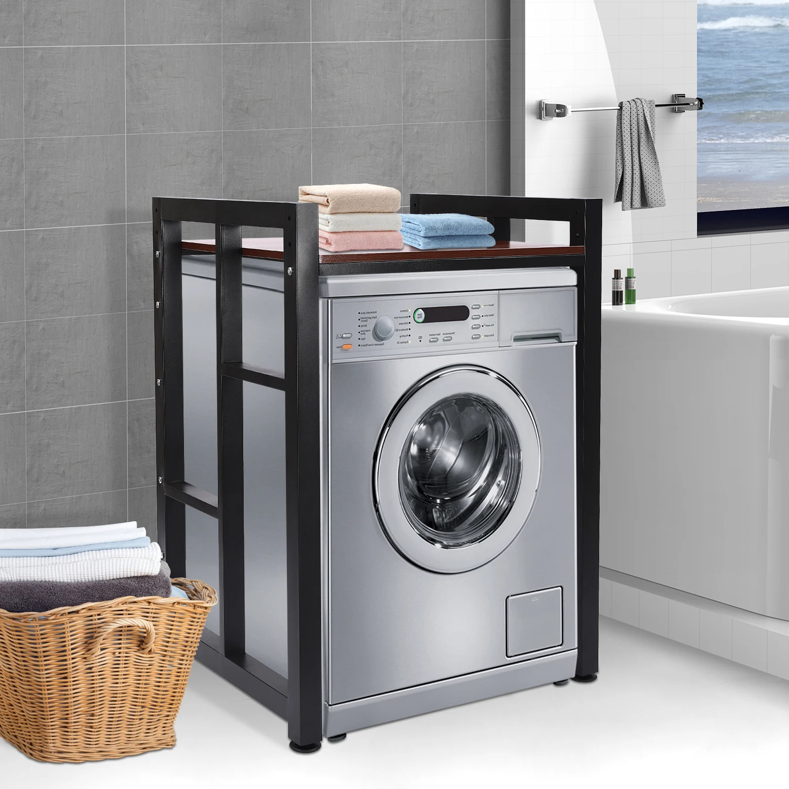 Washer&Dryer Rack, Washer and Dryer Storage Shelf, Organizer Rack for Bathroom Kitchen Easy Installation 4