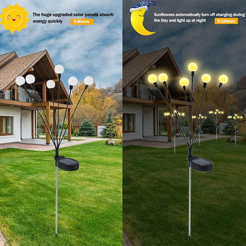 6PACK Solar LED Light Outdoor Waterproof Garden Landscape Lights Firefly Garden Lights Lawn Decor Solar Light solar lights solar led lights garden lighting