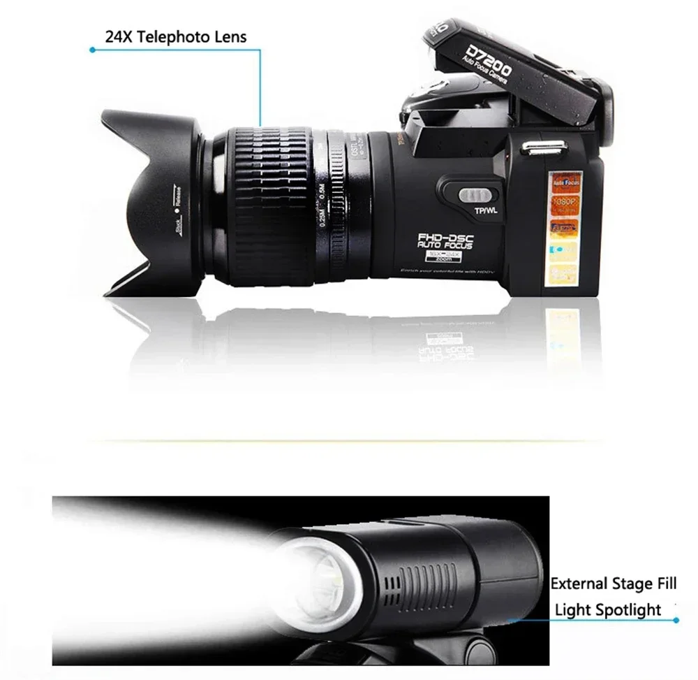 POLO D7200 Professional Digital Camera with Optical Zoom for Photography, Auto Focus, 33MP Photo, 1080P HD Video