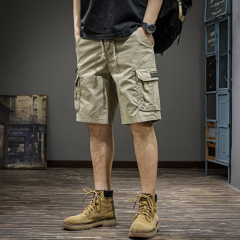 

Summer new trend multi-pocket cargo shorts men's loose casual plus size straight mid-length pants American quarter pants