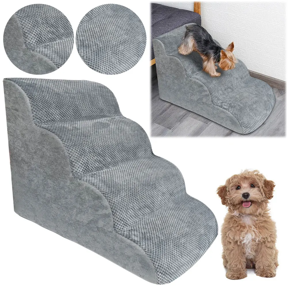 Dog House Dog Stairs Memory Foam Sofa Stairs 4Steps for Small Cat Pet Ramp Ladder Pet Supplies Dogs Bed
