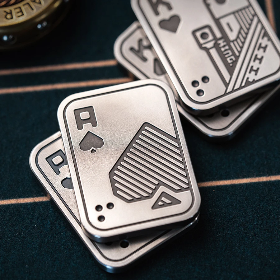 Metal Pushing Card EDC Fingertips Papa Brand Gyro Fidget Toys Poker AK King Antistress Push Cards Office Toy Gift for Adults
