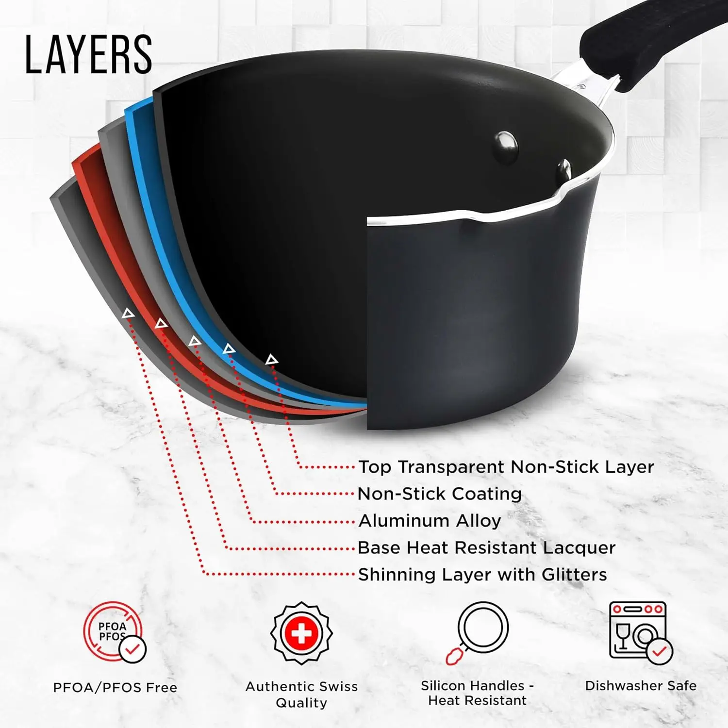 Set &ndash; 23 Piece &ndash;Black Multi-Sized Cooking Pots with Lids, Skillet Fry Pans and Bakeware &ndash; Reinforced Pressed Aluminum Metal