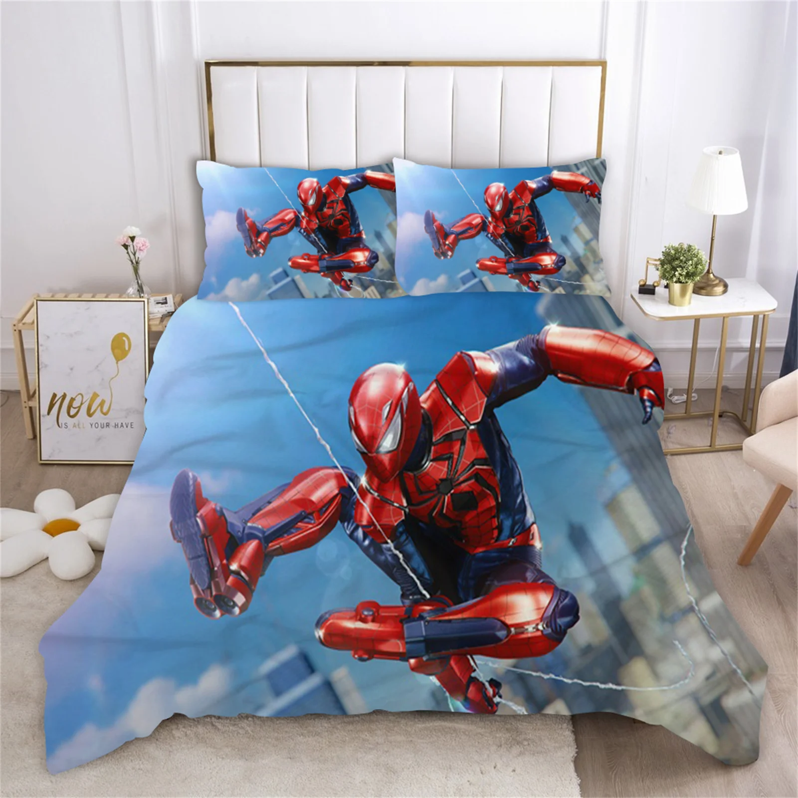 Housse de couette Spiderman 220×240, parure de lit, 2 personnes, double – Image 16