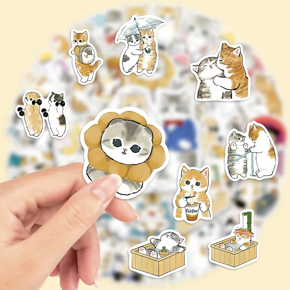 Kawaii Cute Watercolor Cat Stickers Aesthetic Funny DIY Toy Gift Decorative Decal For Phone Luggage Laptop Scrapbook Waterproof