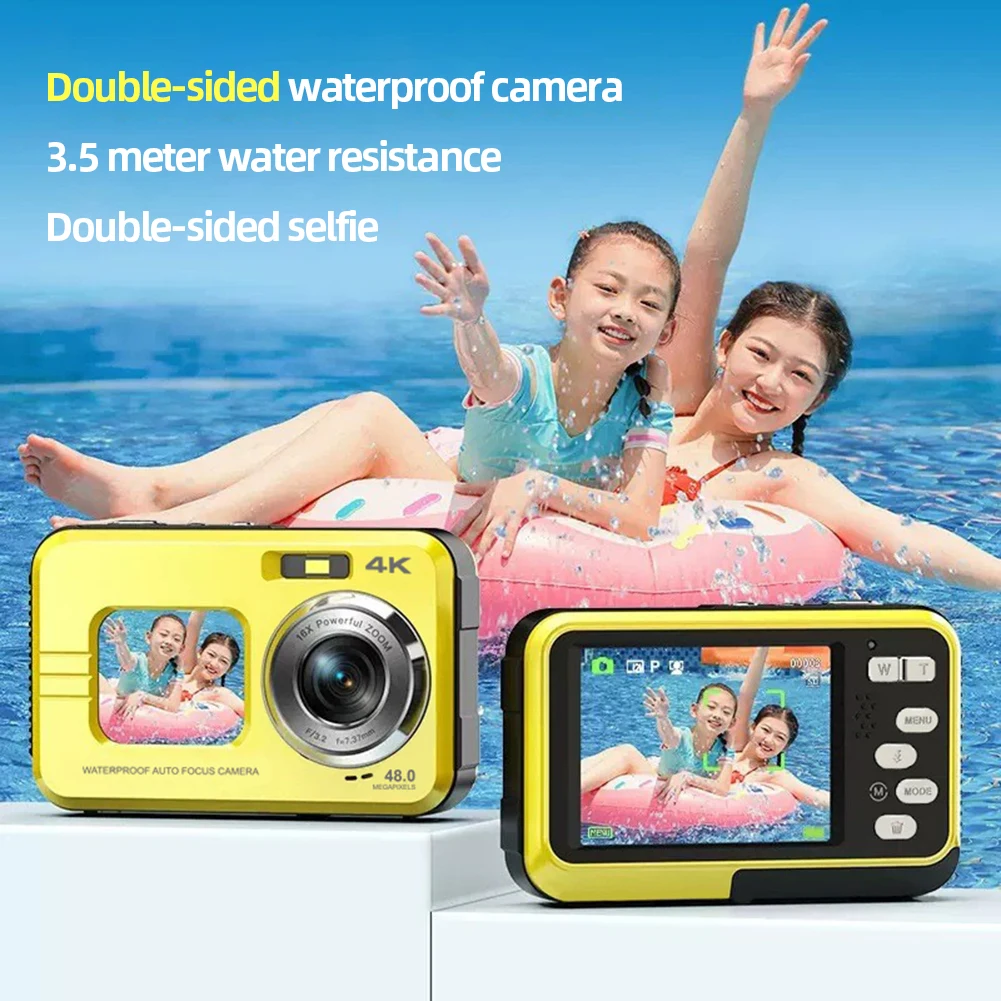 48 MP 방수 4K 고화질 카메라 2.7K 비디오 카메라 야외 스포츠 디지털 카메라용 듀얼 스크린 16X 줌