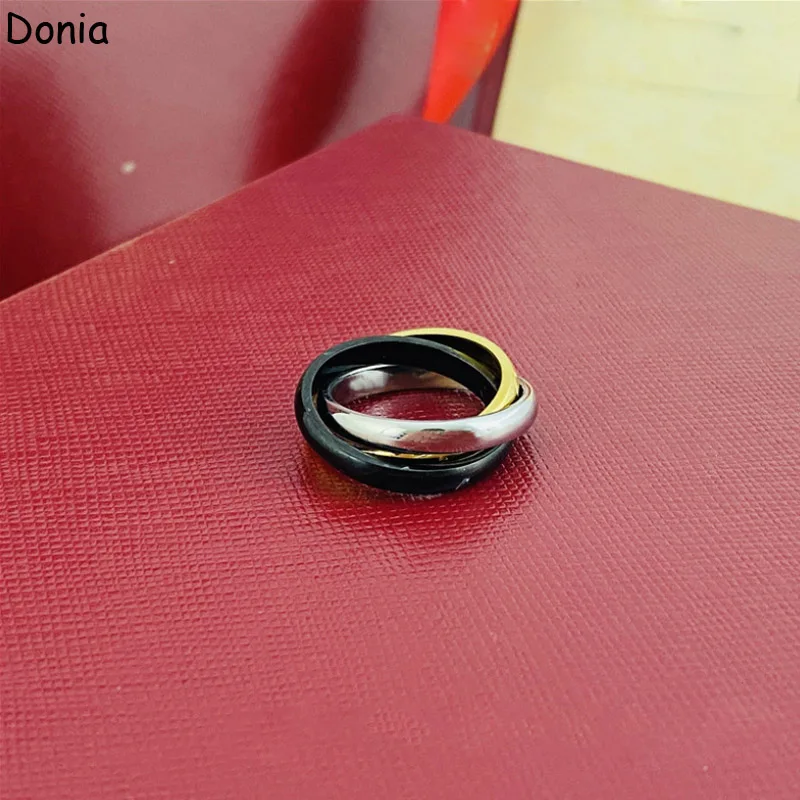 

Donia Jewelry Fashion New Three-Ring Three-Color Smooth Titanium Steel Ring European and American Luxury Accessories
