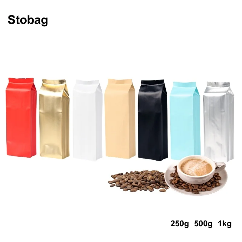 

StoBag 50pcs Coffee Beans Bags Packaging Aluminum Foil with Valve Machine Heat Sealing for Food Powder Nuts Storage Pouches