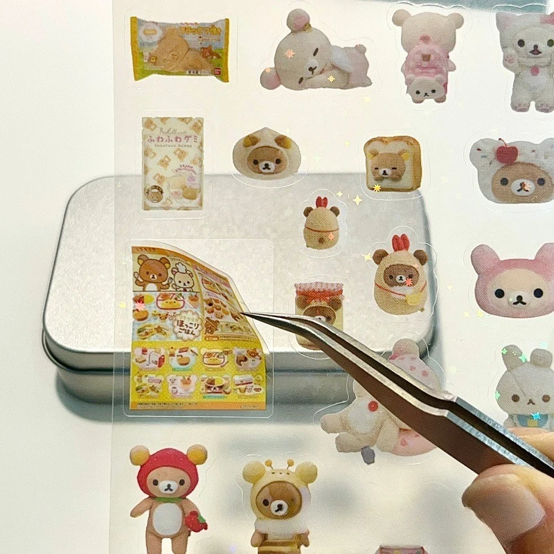 5 Stück Cartoon Niedliche Rilakkuma Aufkleber DIY Stanzform-Aufkleber Anime Handbuch-Material Glänzende Laser-Wasserfeste Aufkleber Kinderspielzeug – Detail 9
