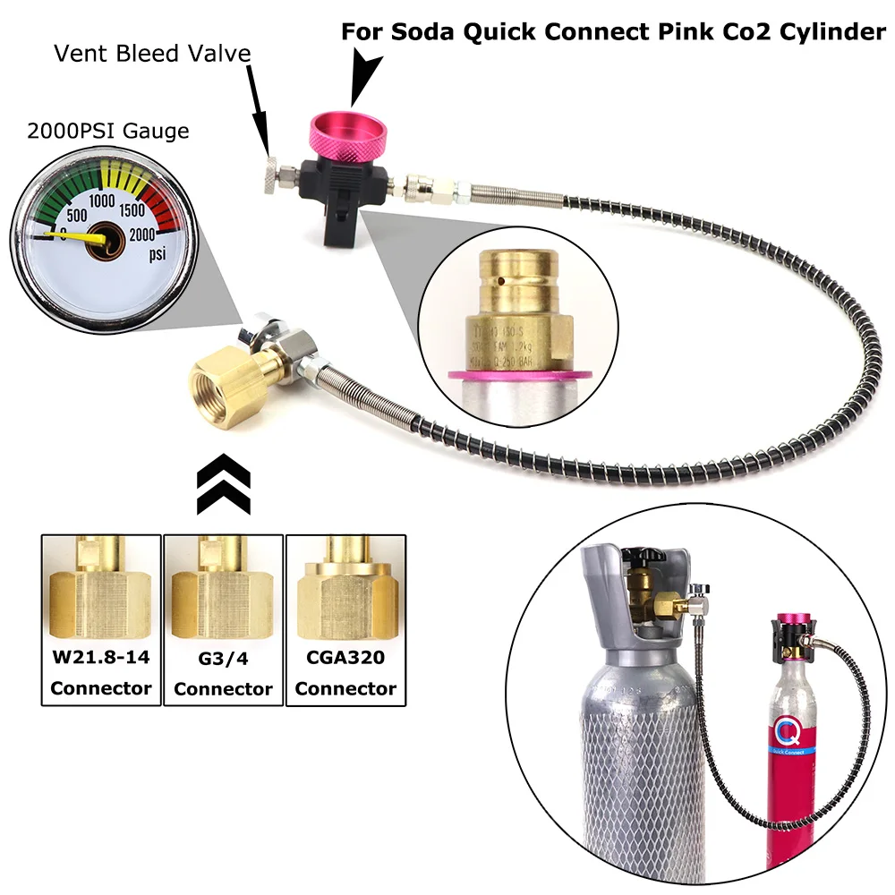 Soda Quick Connect Pink Co2 Cylinder Refill Adaptor Filling Station Fit soda-quick-connect-pink-co2-cylinder-refill-adaptor-filling-station-fit