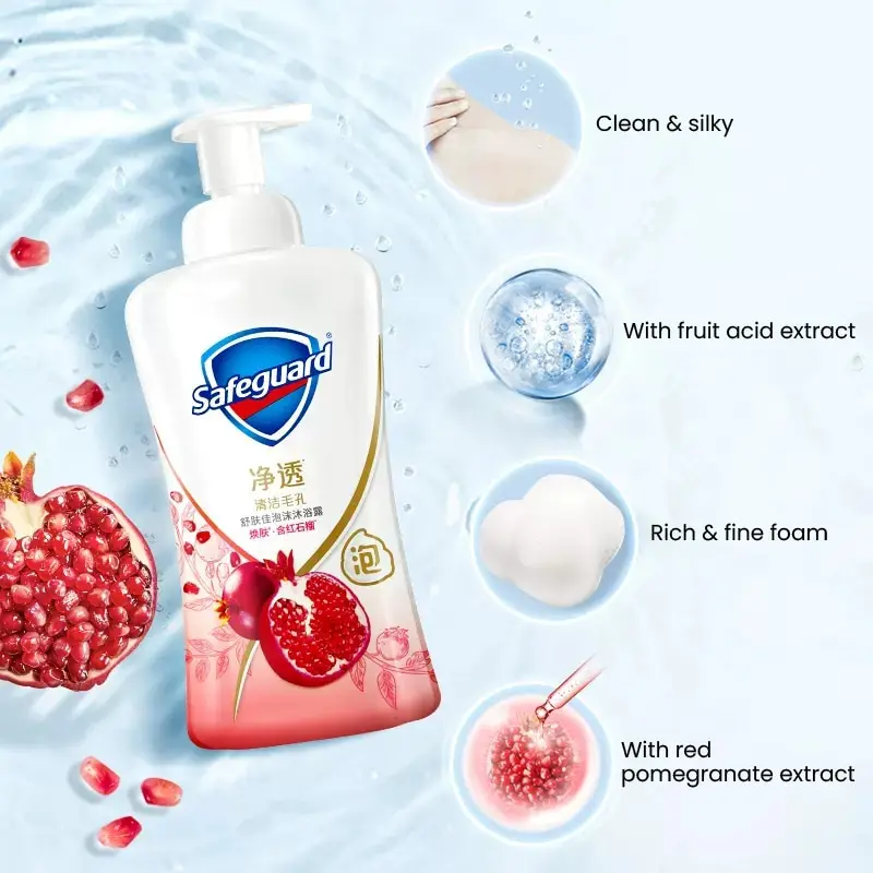 1pc Safeguard Bath Gel Rich Foam With Red Pomegranate Extract Body Wash Camellia Chamomile Cleaning Body Wash Foam 95/360/400ml