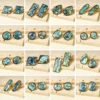 Boho Golden Teardrop Rectangle Round Abalone Shells Stainless Steel Earrings Large Square Peacock Dangle Drop Earrings Jewelry 1