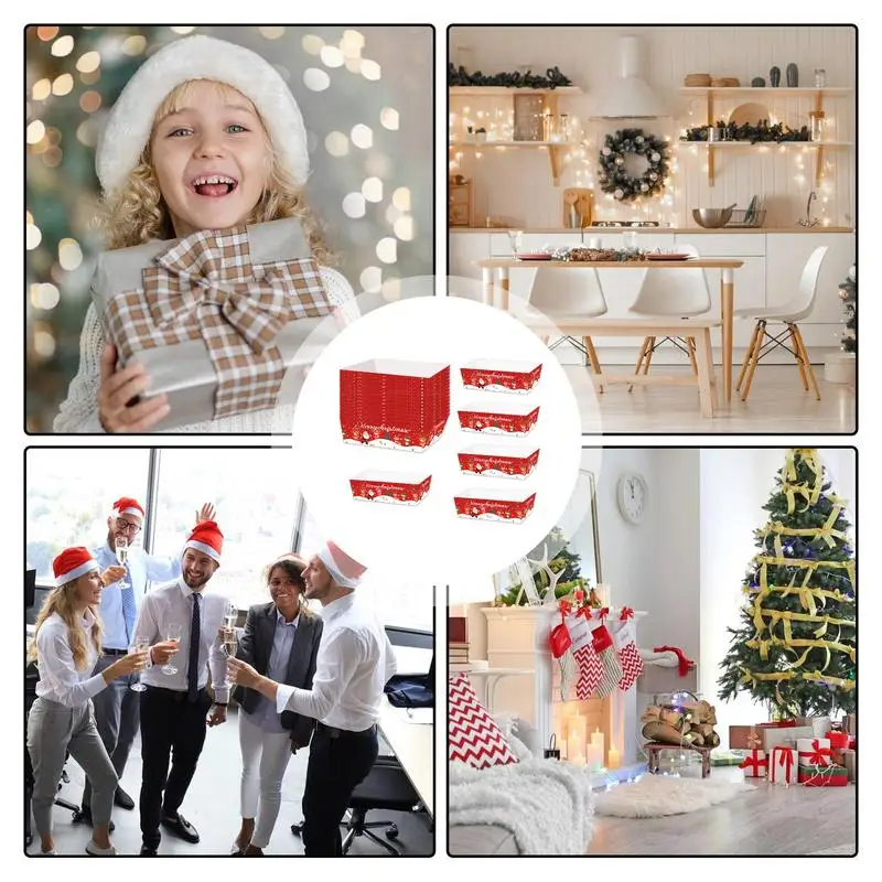 Christmas Paper Food Boats Christmas Snack Food Serving Boats Plates Paper Serving Tray Trays For Snacks