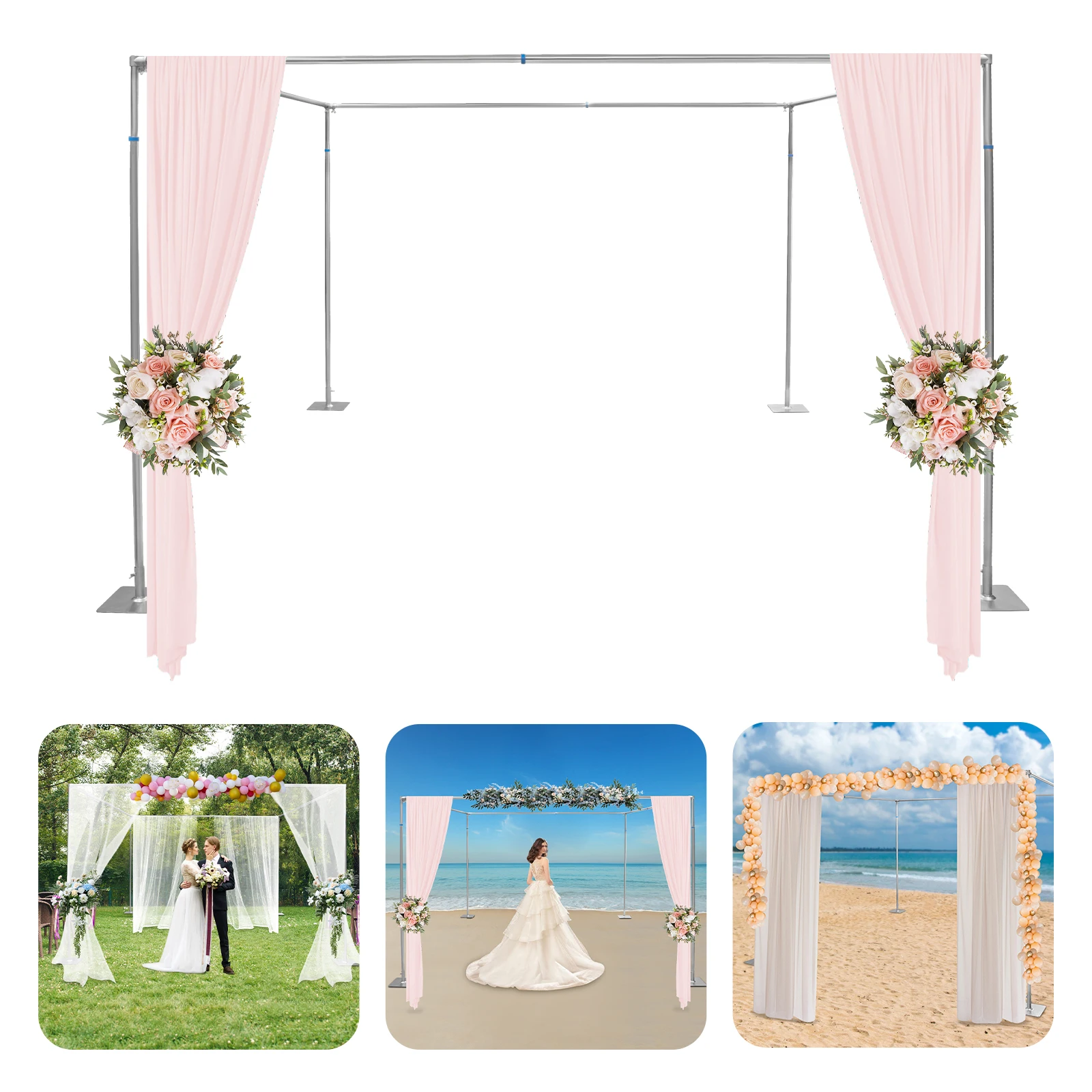 Adjustable 4 Post Hardware Kit, Outdoor Wedding Party Stand, 4 Post Backdrop Stand Kit