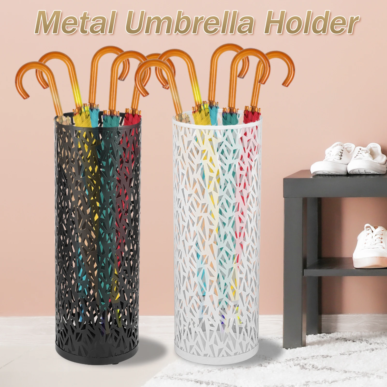 Umbrella Holder Umbrella Stand Rack Free Standing Round Metal Holder Walking Sticks Waterproof Storage