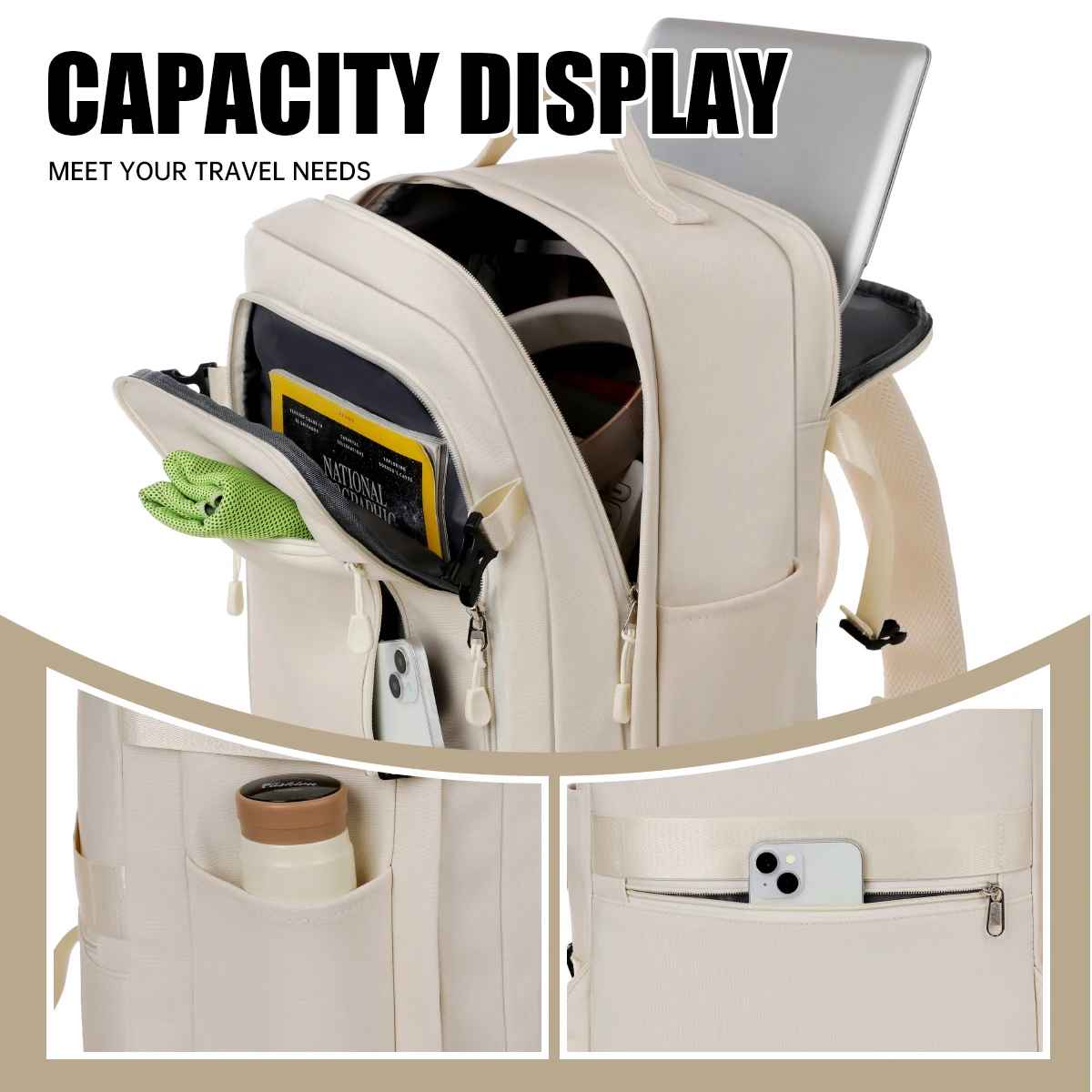 Travel Backpack for Men and Women, Short-Distance Travel Bag, Large-Capacity College Student Computer Bag, Business Trip Storage Luggage Bag