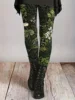 517 Women's High-Waisted Tight Leggings with Botanical Floral Print - High-Stretch All-Season Machine Washable 1