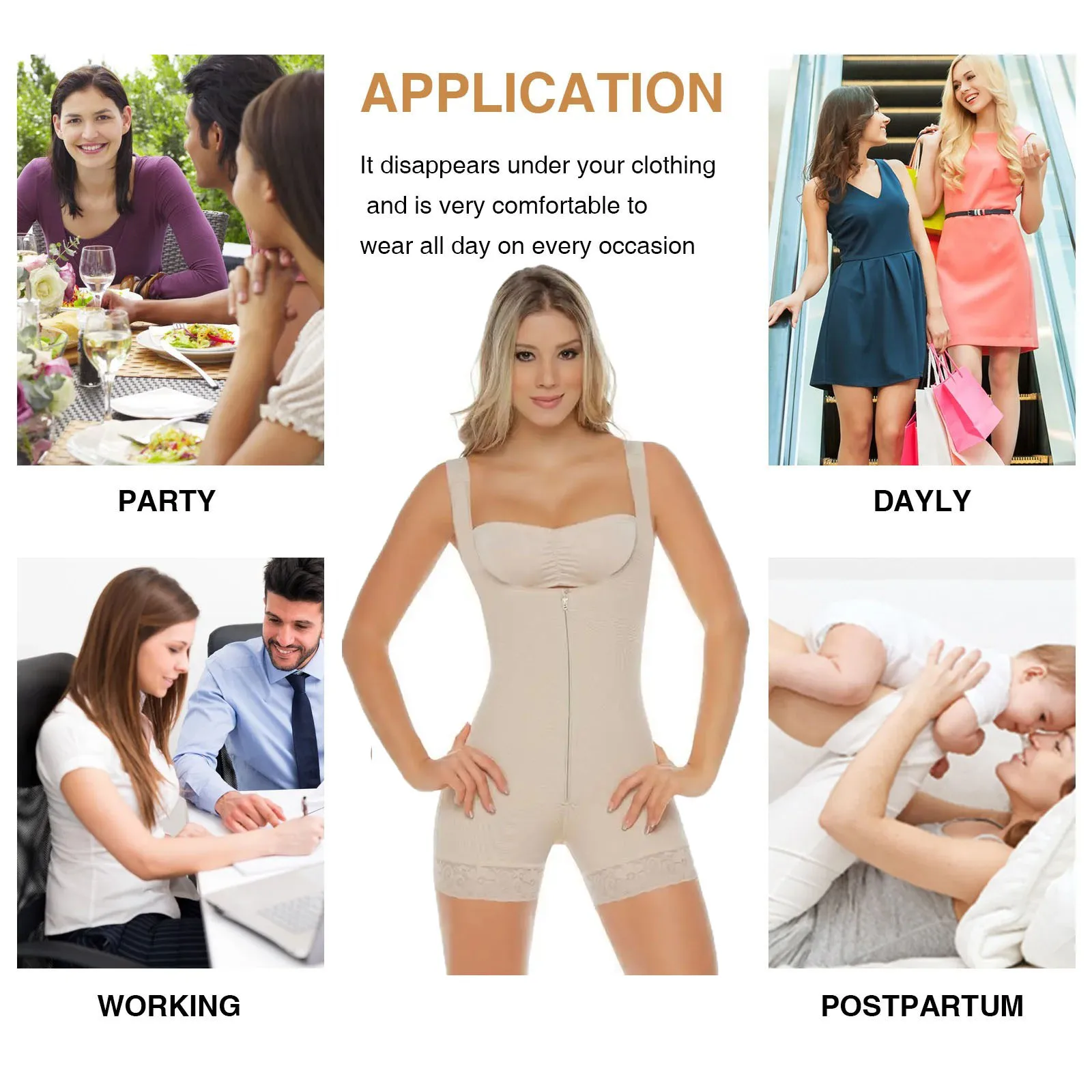 Fajas Slimming High Compression Waist Trainer Shapewear Full Body Tummy Control Butt Lifter Shaper Front Zipper Underwear