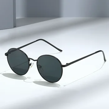 Occhiali da sole rotondi alla moda per uomo e donna - Montatura in metallo polarizzato Protezione UV400 Tonalità da pesca con lenti a specchio multicolori 1