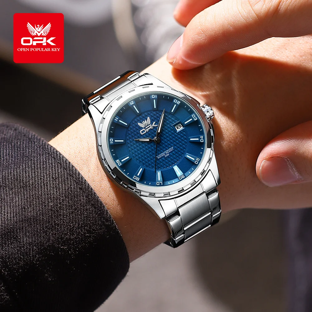 OPK Quartz Watch for Men Casual Watch Auto Date Stainless steel Strap Man Hand Clock 5
