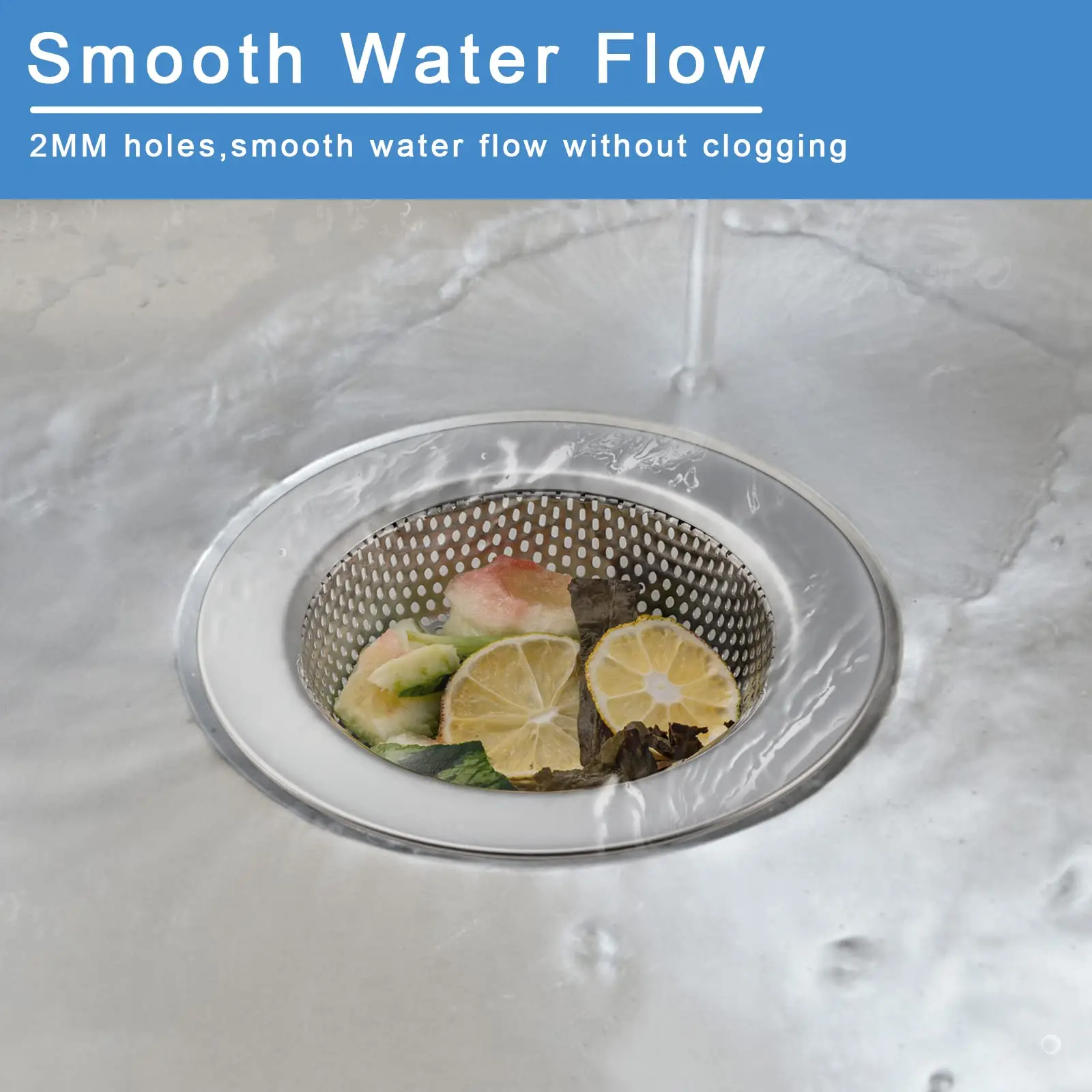 2 Pcs Kitchen Sink Strainer,Stainless Steel Punching Sink Drain Strainer Shower Drain Hair Catcher Bathroom Kitchen Accessories 4