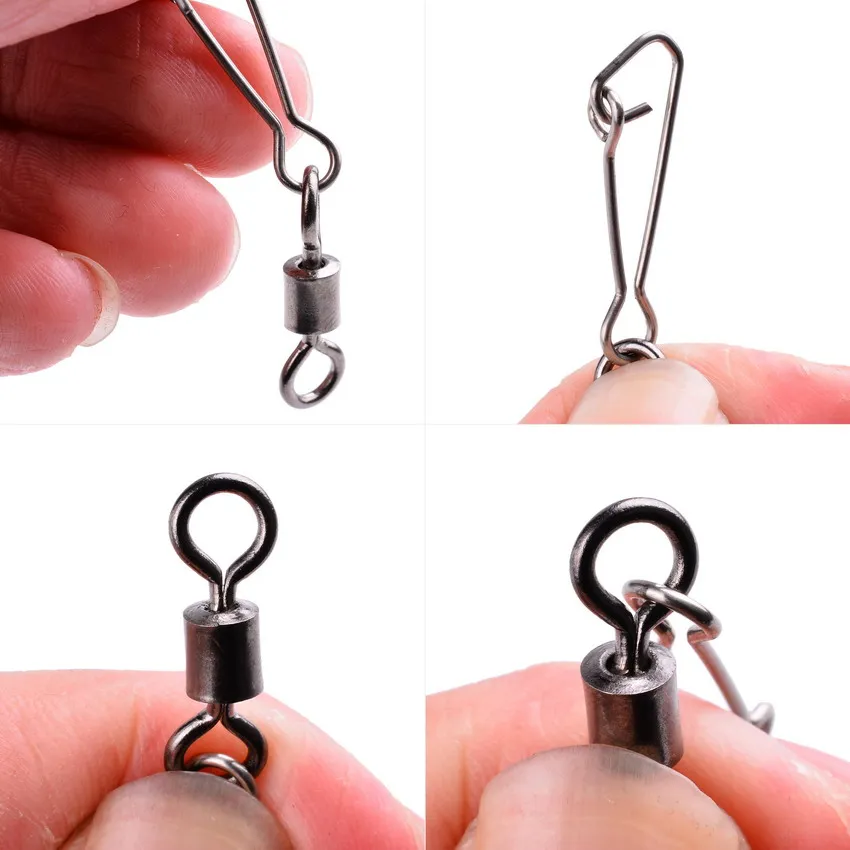 10pcs/box Stainless Steel Fishing Connector Swivels Fishhook Lure Accessories 3