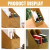 Woven Straw File Storage Basket Rattan Document ganizer Desk Bookshelf Holder Storage Baskets For Home Office Use 2